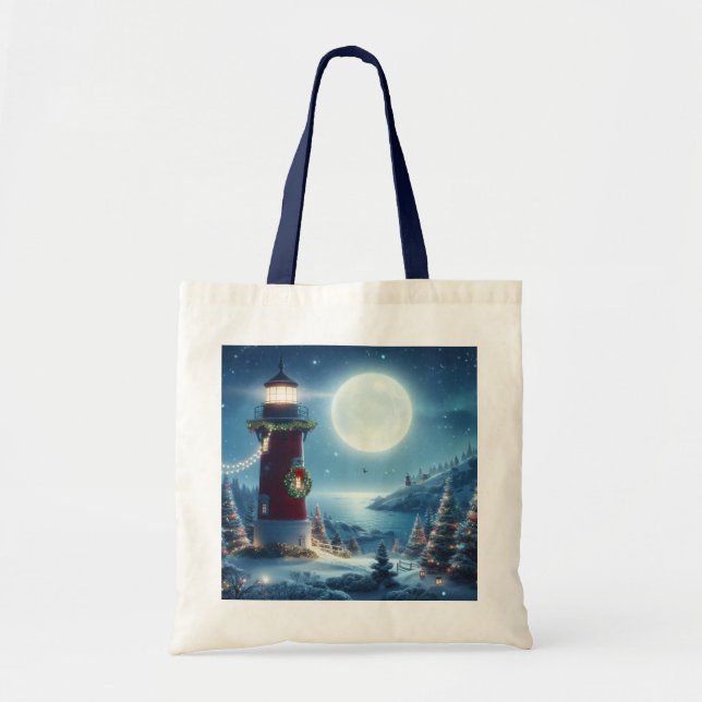 Bolso De Tela Faro de Navidades náuticos (Frente)