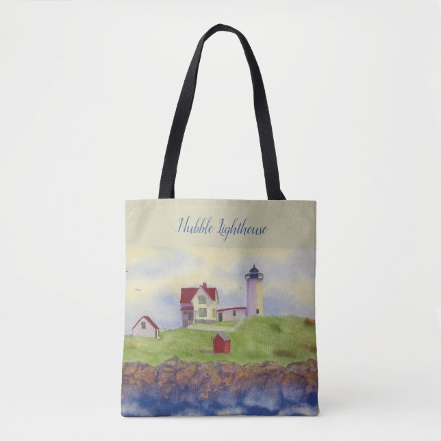Bolso De Tela Faro de Nubble Maine, Cabo Neddick, York Maine (Anverso)