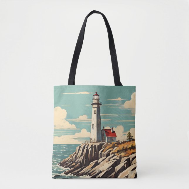 Bolso De Tela Faro de póster de época (Anverso)