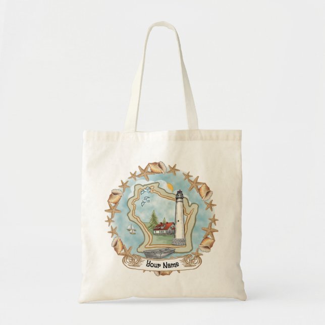 Bolso De Tela Faro de Wisconsin Shells (Frente)
