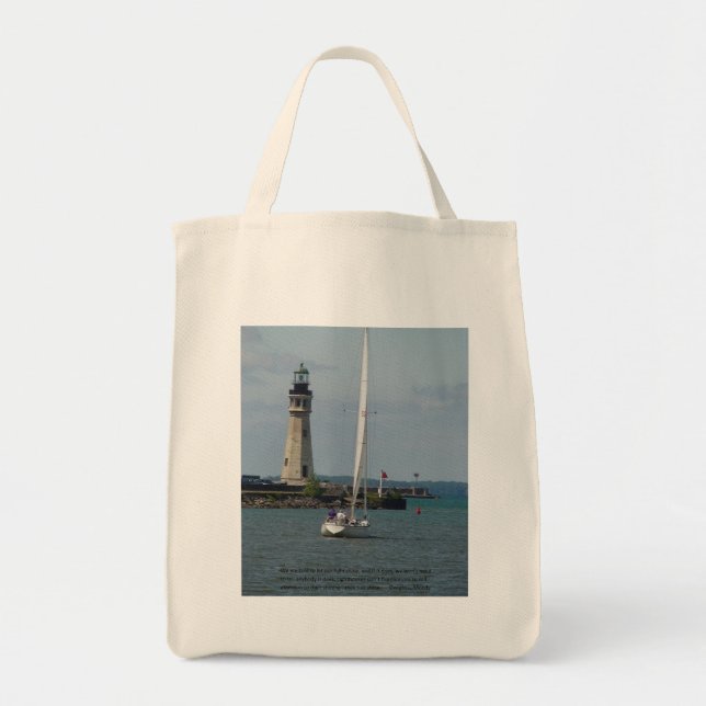 Bolso De Tela Faro del búfalo NY y refrán inspirador (Frente)