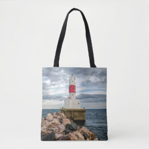 Bolso De Tela Faro del rompeolas del puerto de la isla de