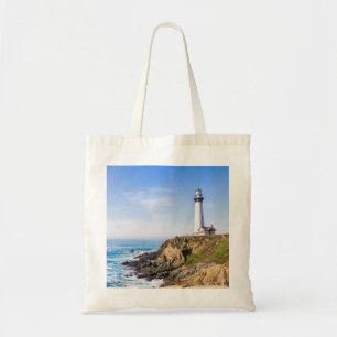 Bolso De Tela Faro en la colina cielo azul casa blanca océano