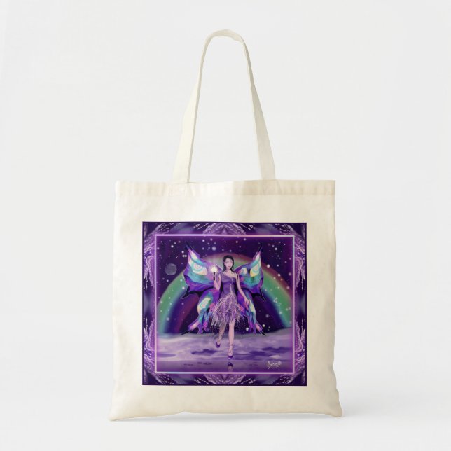 Bolso De Tela Faro morado de lluvia (Frente)