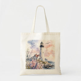 Bolso De Tela Faro pintado a la acuarela
