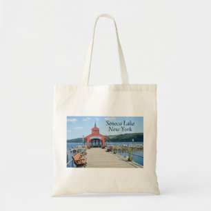 Bolso De Tela Faro rojo en el lago Seneca