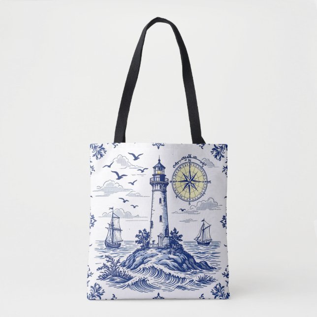 Bolso De Tela Faro y brújula (Anverso)