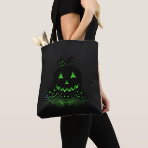 Bolso De Tela Farolitos de Jack O Lanterns de Halloween negro br