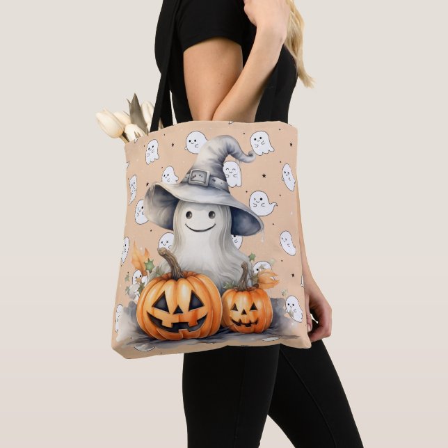 Bolso De Tela Farolitos Fantasma y Jack-O' iluminan Halloween Na (Detalle)