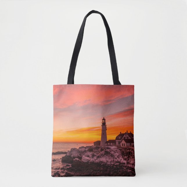 Bolso De Tela Faros | Cabeza Portland Cape Elizabeth Maine (Anverso)