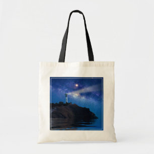 Bolso De Tela Faros   Faro nocturno estrellado