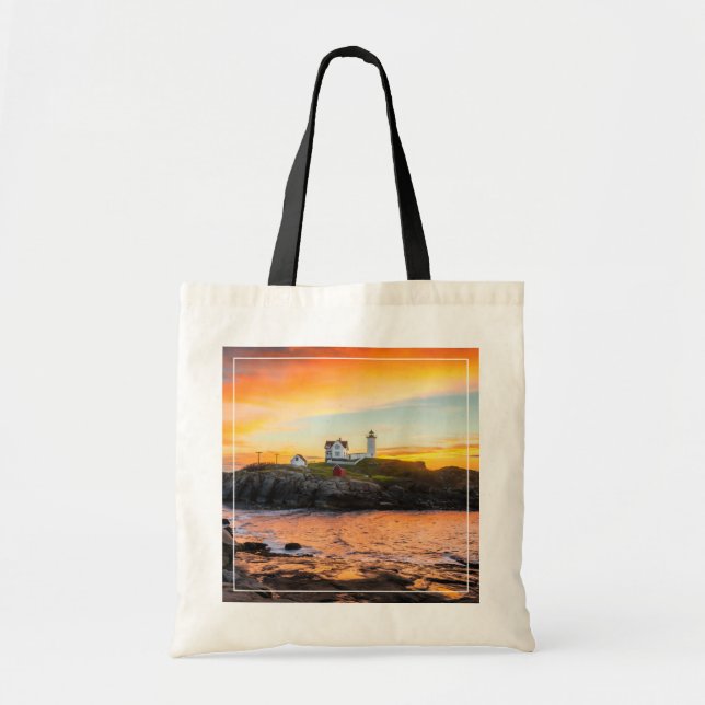 Bolso De Tela Faros | Nubble Lighthouse Maine (Frente)