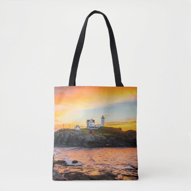 Bolso De Tela Faros | Nubble Lighthouse Maine (Anverso)