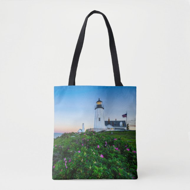 Bolso De Tela Faros | Point Lighthouse Bristol Maine (Anverso)