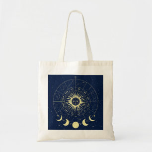 Bolso De Tela Fases celestes de la luna solar Zodiac