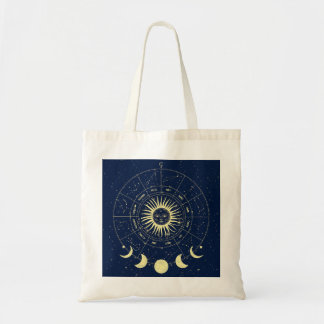 Bolso De Tela Fases celestes de la luna solar Zodiac