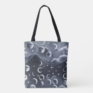 Bolso De Tela Fases lunares celestiales estética de lujo gris su