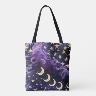 Bolso De Tela Fases lunares de amatista real vibrante