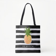 Fashiable Tropical Pineapple Black White Stripes