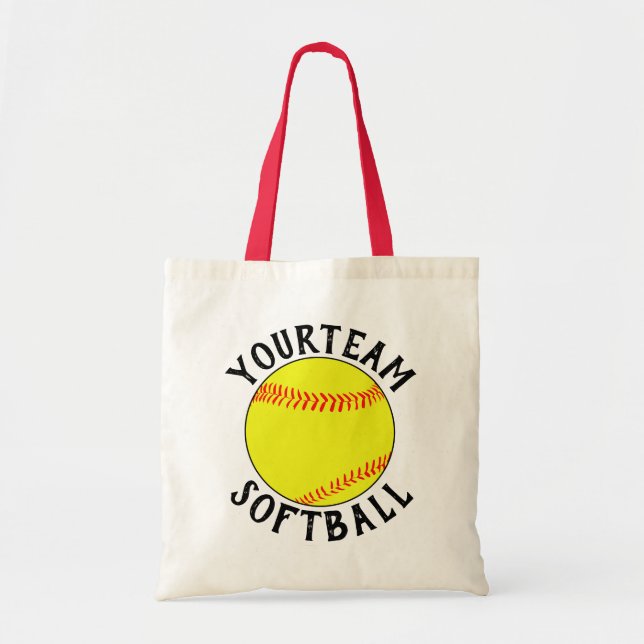 Bolso De Tela Fastpitch Softball Mamá/Fan Personalizado Nombre e (Frente)