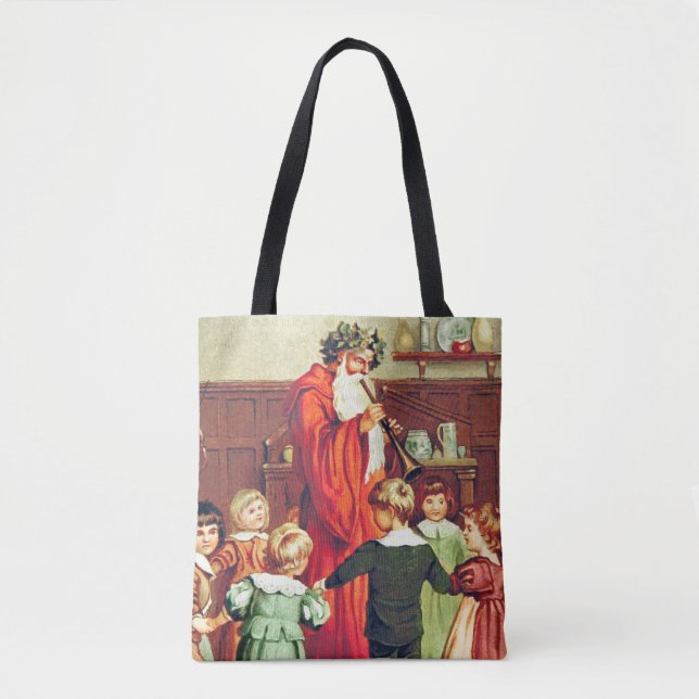 Bolso De Tela Father Christmas Blowing The Horn (Anverso)
