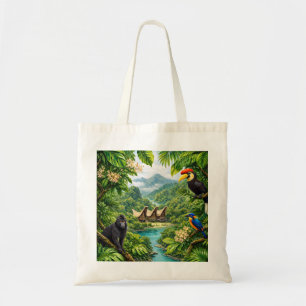 Bolso De Tela Fauna de la selva de Sulawesi, casas Toraja