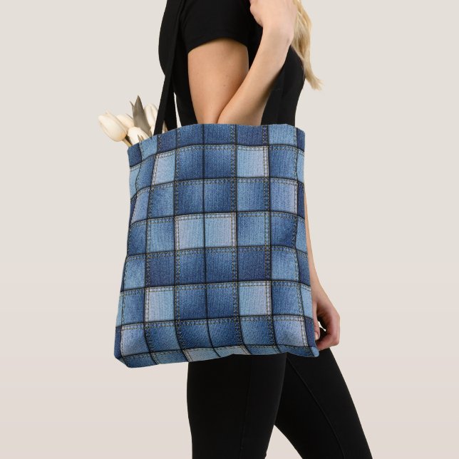 Bolso De Tela Faux Denim Patchwork (Detalle)