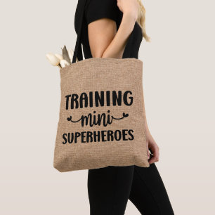 Bolso De Tela Faux Linen Entrenamiento Mini Superhéroes