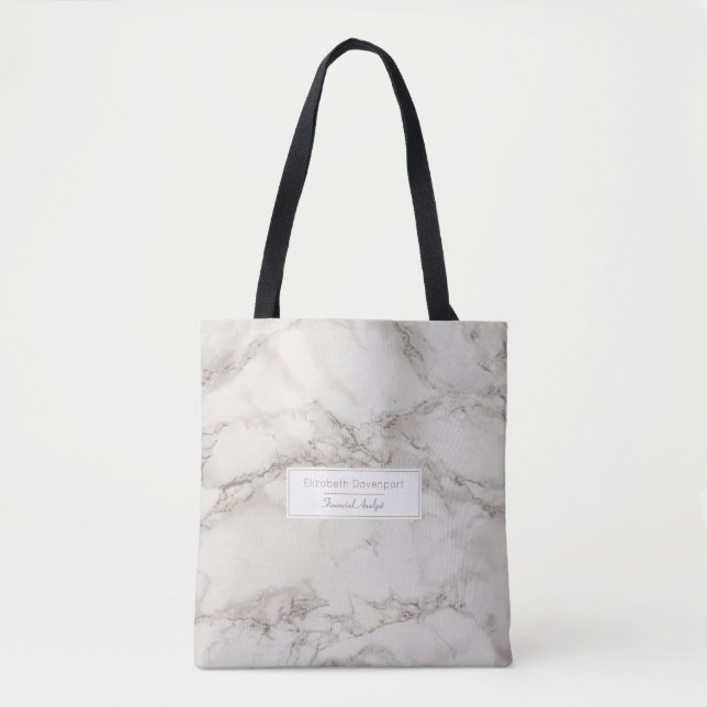 Bolso De Tela Faux Marble Alabaster Taupe Tan Modern (Anverso)