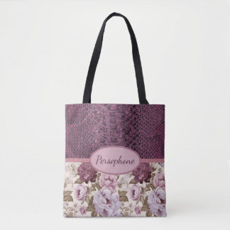 Bolso De Tela Faux plum piel de serpiente floral