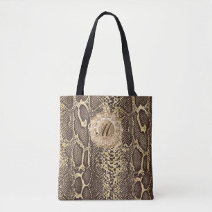 Bolso De Tela Faux Snake Skin Antique Charm Inicial