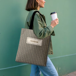 Bolso De Tela Faux Sweater Knit Custom Name & Quote