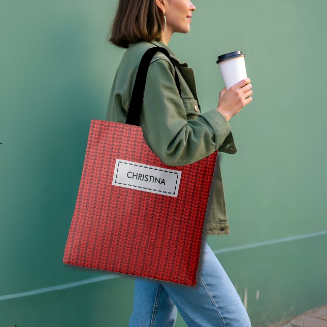 Bolso De Tela Faux Sweater Knit Custom Name & Quote (Subido por el creador)