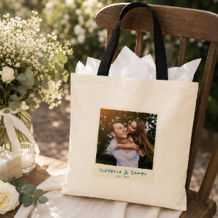 Bolso De Tela Favor de boda de foto personalizada Bienvenidos no