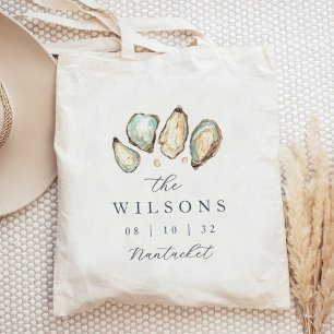 Bolso De Tela Favor De Boda De Ostión De Acuarela Costera