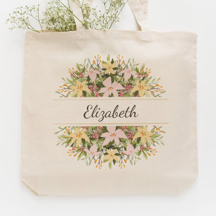 Bolso De Tela Favor de boda de ramo floral romántico