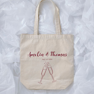 Bolso De Tela Favor de boda de rayas de garabato dibujado a mano