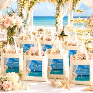 Bolso De Tela Favor de Boda de Verano en la Playa del Océano Flo