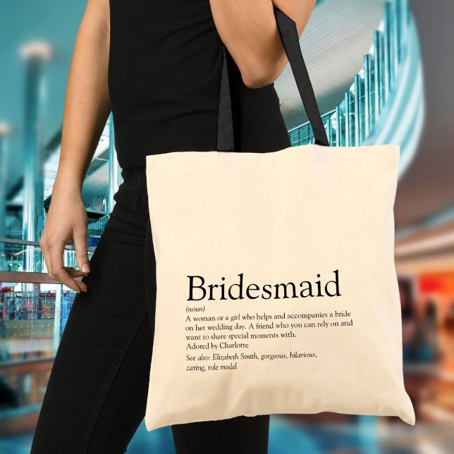 Bolso De Tela Favor de definición personalizada de la dama de ho (Bridesmaid Personalized Definition Favor Tote Bag)