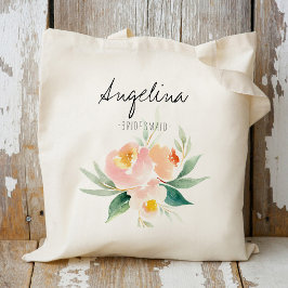 Bolso De Tela Favor de la dama de honor de la floral rosa y rosa