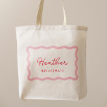 Bolso De Tela Favor de la dama de honor rosa y rojo retro<br><div class="desc">La dama de honor rosa y rojo favorece la bolsa de baño retro | bolsas de tocado para la soltera</div>