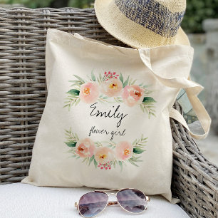 Bolso De Tela favor de niña de flores floral rosa y rubor