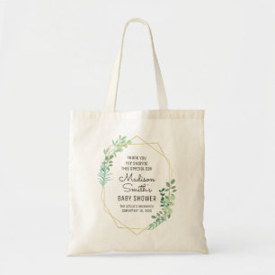 Bolso De Tela Favor del partido Baby Shower geométrico y verde