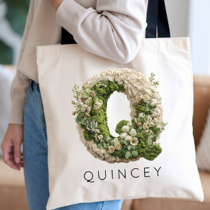 Bolso De Tela Favor Personalizado de Floral con Monograma Falso
