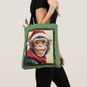 Bolso De Tela Favoritos divertidos de animales en Navidad - Mono