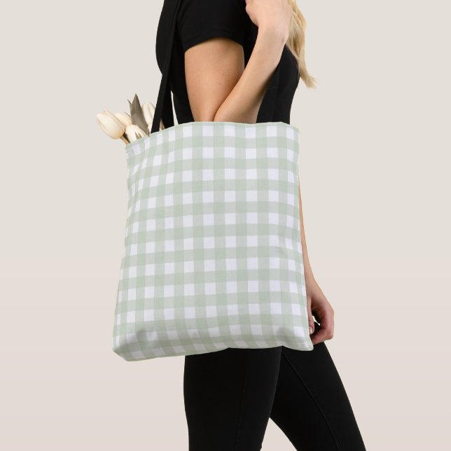 Bolso De Tela Faye Gingham Pastel Green (Detalle)