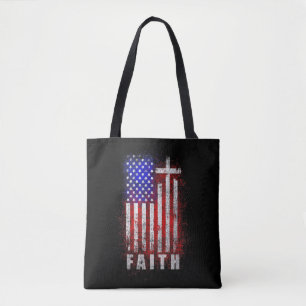 Bolso De Tela Fe Cristiana Patriótica Amor Jesús Bandera America