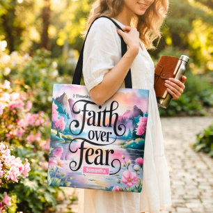 Bolso De Tela Fe cristiana personalizada sobre el miedo en mujer