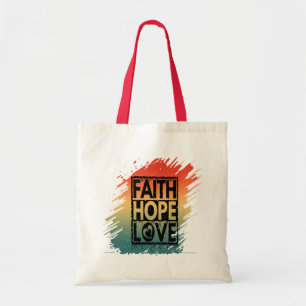 BOLSO DE TELA FE ESPERANZA AMOR VERSO INSPIRACIONAL MOTIVADOR