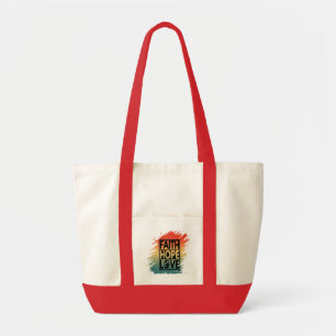 BOLSO DE TELA FE ESPERANZA AMOR VERSO INSPIRACIONAL MOTIVADOR